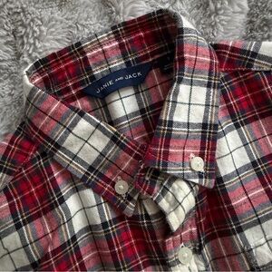 Janie and Jack kids Red and White Plaid kids Shirt SZ 5